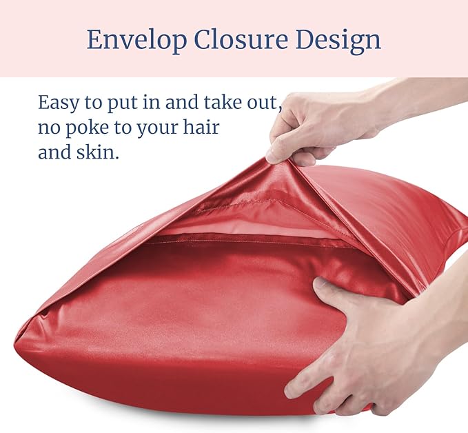 BEDELITE Satin Pillowcase for Hair and Skin, Super Soft and Cooling Similar to Silk Pillow Cases 2 Pack with Envelope Closure, Gift for Women Men(20"x30" Queen Size, Baked Apple) - Bloomnest