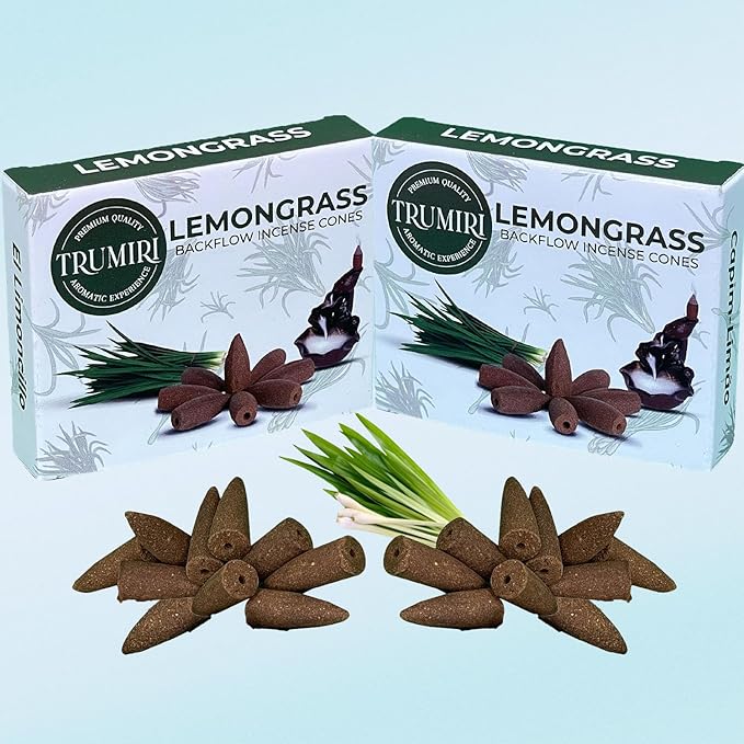 TRUMIRI Lemongrass Backflow Incense - Dual Pack of 10 Cones - Waterfall Effect TRUMIRI