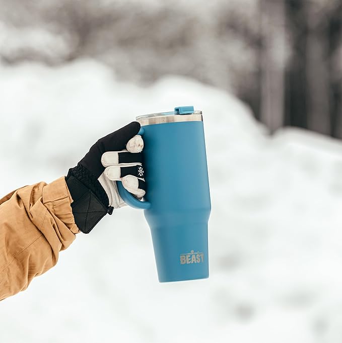 Beast 42 oz Tumbler Stainless Steel Vacuum Insulated Coffee Ice Cup Double Wall Travel Flask (Stormy Sky Blue) - Bloomnest