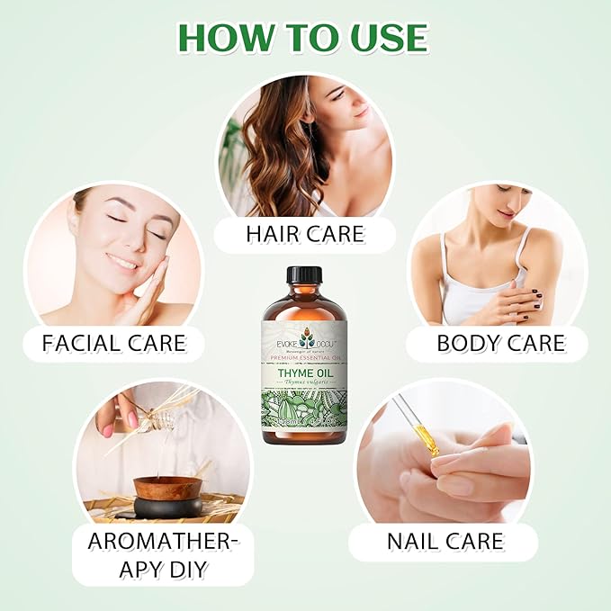 EVOKE OCCU Thyme Essential Oil for Diffuser, Massage, Candle and Soap Making - 4 FL Oz - Bloomnest