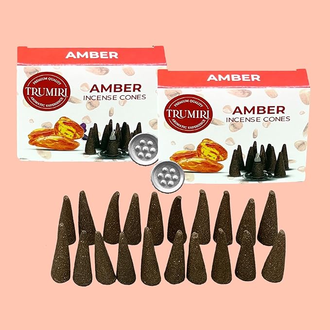 TRUMIRI Amber Incense - 20 Cone Pack (2 x 10) - Scented Cone Incense