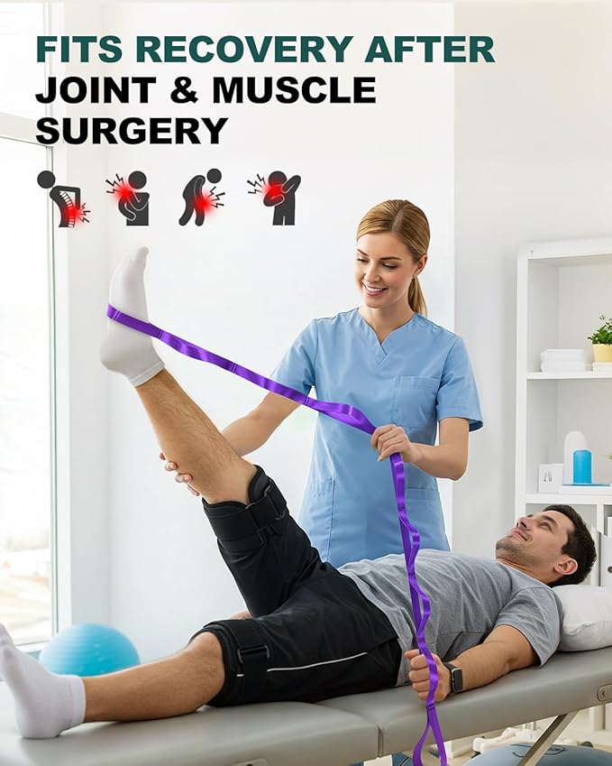 Trideer Stretching Strap Yoga Strap Physical Therapy for Home Workout, Exercise, Pilates and Gymnastics, 10 Loops Non-Elastic Stretch Bands with Aesthetic Packaging for Women & Men - Bloomnest