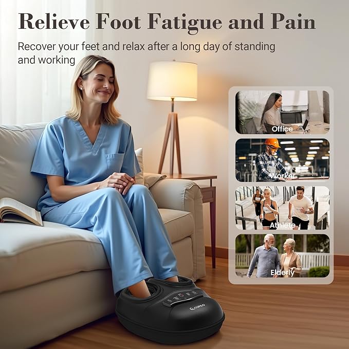 FSA Eligible Foot Massager with Heat - Kneading Feet Massager for Plantar Fasciitis,Neuropathy,Shiatsu Foot Massager with Compression,Gifts for Women Men
