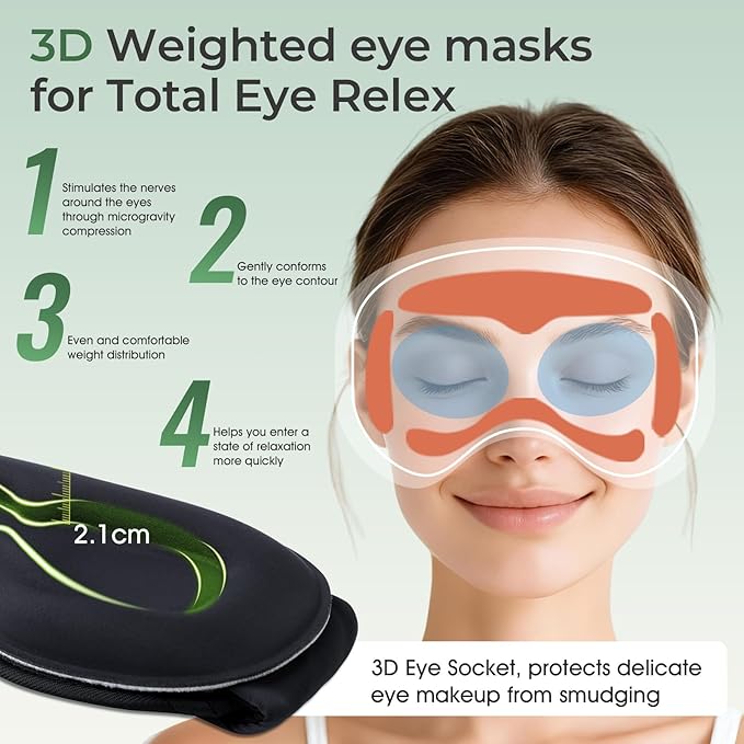 Smart Bluetooth Bamboo Cotton Sleep Mask Headphones, 3D Weighted Compress Cooling Gel Eye Mask 100% Blackout Sleep Mask Zero Eye Pressure|Warm&Cooling mask Hot Cold Therapy Sleep Headphones - Bloomnest