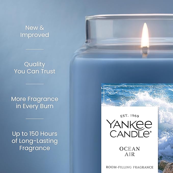 Yankee Candle Ocean Air Scented Candle, 22oz Large Jar with up to 150 Hour Burn Time, Giftable - Bloomnest