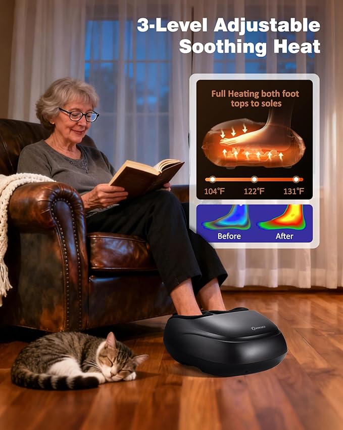 Foot Massager Machine with Heat, Shiatsu Deep Kneading Foot Massager with Remote, Compression, Multi-Massage Modes, Auto-Off Timers, Gifts for Women Men - Bloomnest