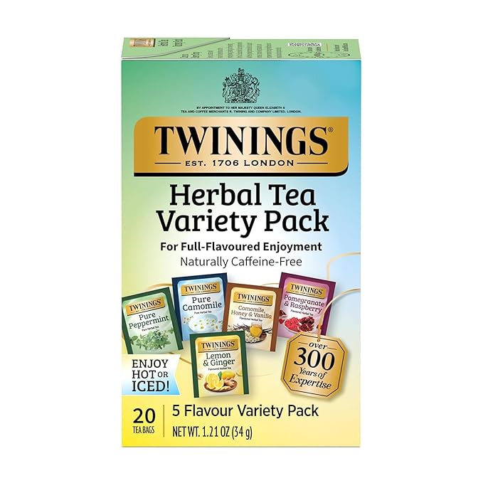 Twinings Herbal Tea Variety Pack, 20 Count (Pack of 1), Formerly Assorted Herbal, Includes 5 Flavours, Naturally Caffeine-Free, Enjoy Hot or Iced, 20 Teabags - Bloomnest