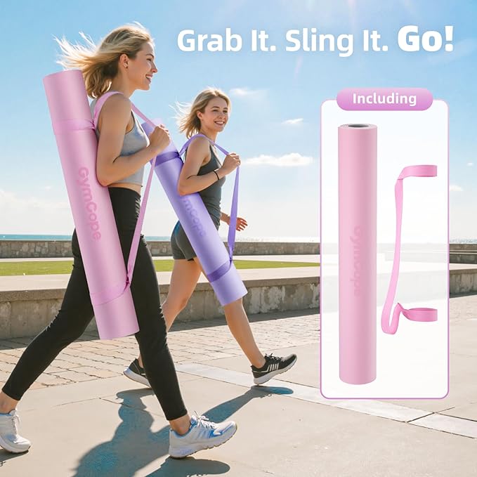 Extra Large TPE Yoga Mat 72"x35" / 78"x57" - Wide Non-Slip Mat for Yoga, Pilates & Home Gym, 6mm Thick Cushion for Comfort & Balance, Waterproof, Easy to Carry with Strap or Bag for Solo or Partner Workouts