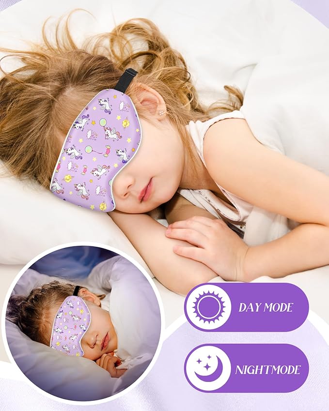 Sleep Mask for Kids - Cute Kawaii Cartoon Silk Sleeping Mask with Adjustable Strap Soft Smooth Light Eye Mask for Sleeping Silk Kids Eye Cover for Boys Girls Teens, VT Balloon Unicorn - Bloomnest