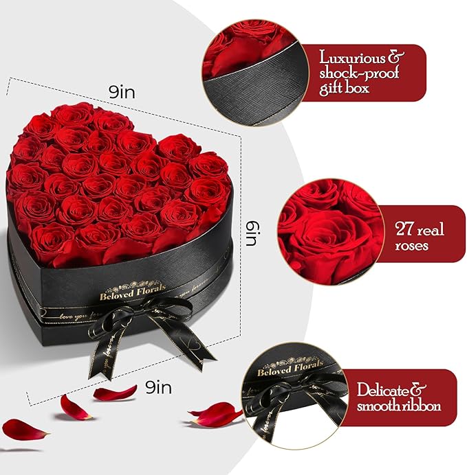 27 Preserved Flowers Rose Birthday Gifts for Women Her Mom Wife Girlfriend Grandma on Valentines Mothers Day Christmas Anniversary Romantic - Bloomnest