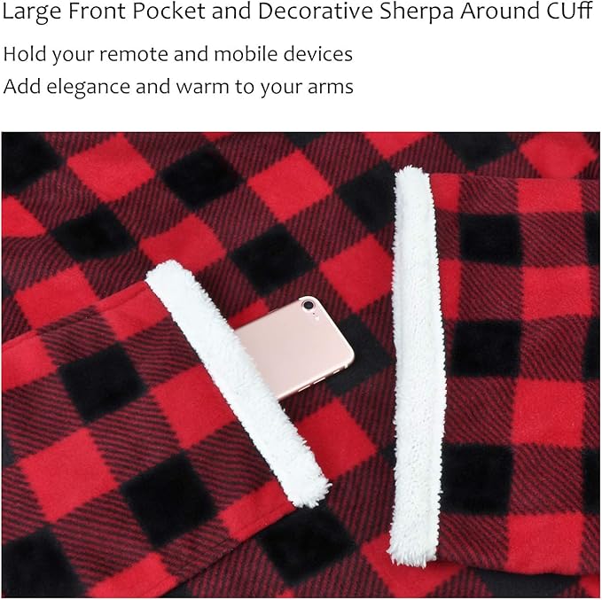 Tirrinia Sherpa Wearable Blanket With Sleeves, Full Body Throw Reading Wrap TV Blankets - Bloomnest