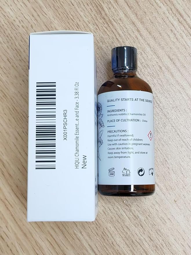 HIQILI 100ML Chamomile Essential Oil, Pure & Natural Chamomile Oil for Diffueser, Skin, Soap, Shampoo - 3.38 Fl Oz - Bloomnest