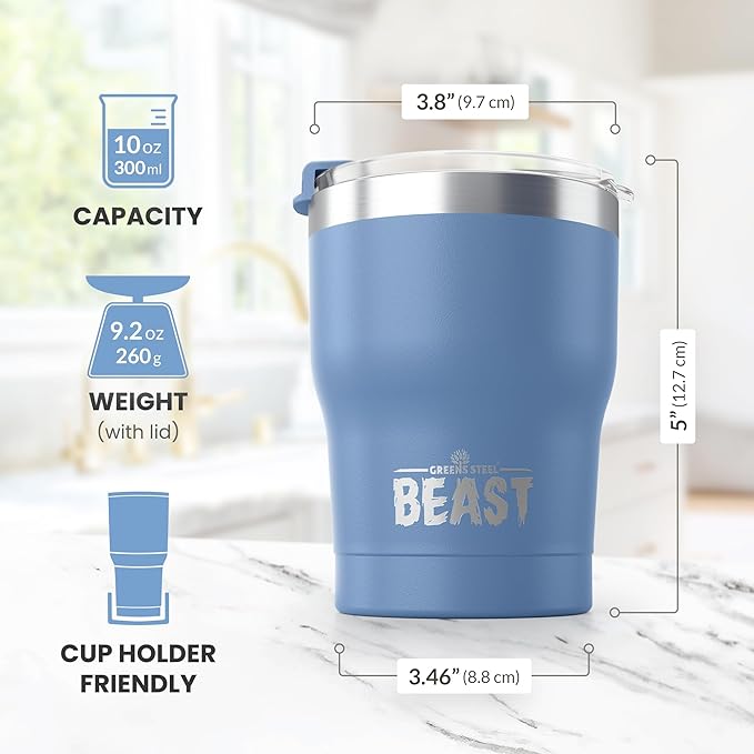 Beast 10 oz Tumbler Stainless Steel Vacuum Insulated Coffee Ice Cup Double Wall Travel Flask (Stormy Sky) - Bloomnest