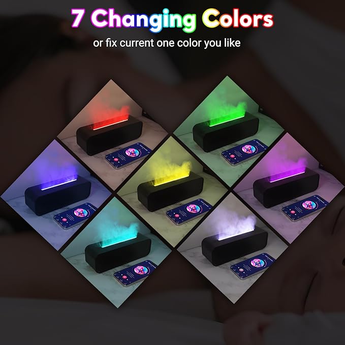 Essential Oil Diffuser, 250ml Flame Oil Diffuser - Aromatherapy Humidifier, Sound Activated Flame Effect, Rainbow Flame, Music Sync, Remote Control - Perfect for Bedroom Home Office Yoga (Black) - Bloomnest