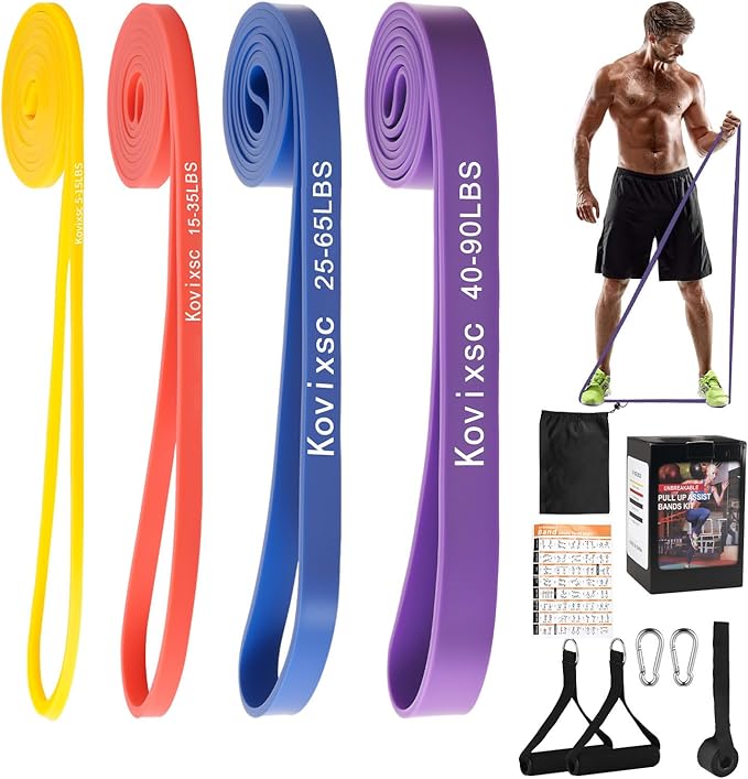 Resistance Bands for Working Out, Pull Up Assistance Bands, Exercise Workout Bands for Men & Women, Gym Bands with Door Anchor & Handle, Stretching Bands for Physical Therapy, Muscle Training - Bloomnest