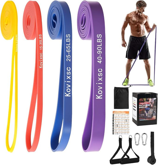 Resistance Bands for Working Out, Pull Up Assistance Bands, Exercise Workout Bands for Men & Women, Gym Bands with Door Anchor & Handle, Stretching Bands for Physical Therapy, Muscle Training - Bloomnest