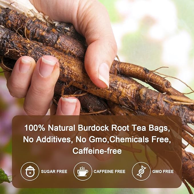 Burdock Root Tea Bags - Digestion & Improving Liver Support, Premium Burdock Root, with Antioxidants, Minerals & Vitamin C, Caffeine Free, 40 Tea Bags - Bloomnest