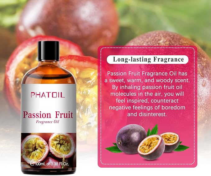 PHATOIL 3.38FL.OZ Passion Fruit Fragrance Oils for Aromatherapy, Essential Oils for Diffusers for Home, Perfect for Diffuser, Yoga, Skin Care, DIY Candle and Soap Making - 100ml - Bloomnest