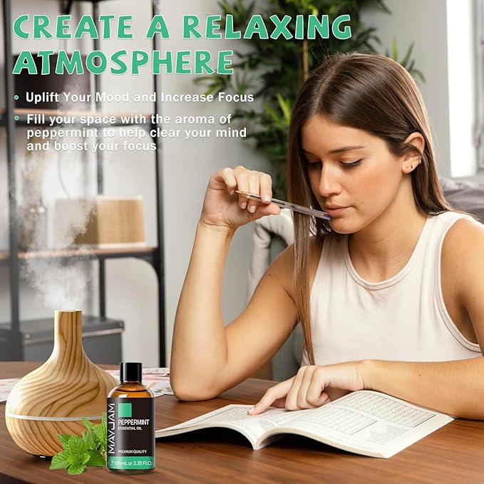 Peppermint Essential Oil - Huge 3.38 Fl Oz - Premium Grade Peppermint Oil Essential Oil for Diffuser, Hair Care, Skin Care, Aromatherapy, Massage, Soap and Candle Making - Bloomnest