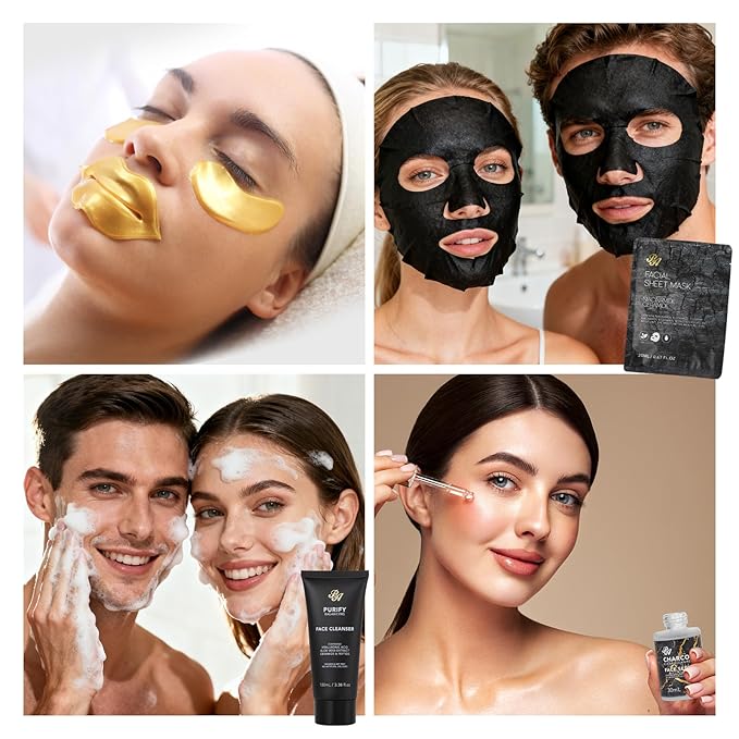 35 Pcs Valentines Day Gifts for Women & Men, Charcoal Bath & Body Gift Basket, Face Skin Care Kit, Self-Care Gift, Diffuser, Shower Gel, Massage Oil, Bath Bomb, Birthday, Christmas, Mother, Husband - Bloomnest