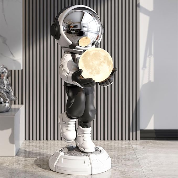 28.8" Astronaut Sculpture Figurine Floor Large Home Accessories Ornament Art Decor with Ball Lamp USB Charging - Bloomnest