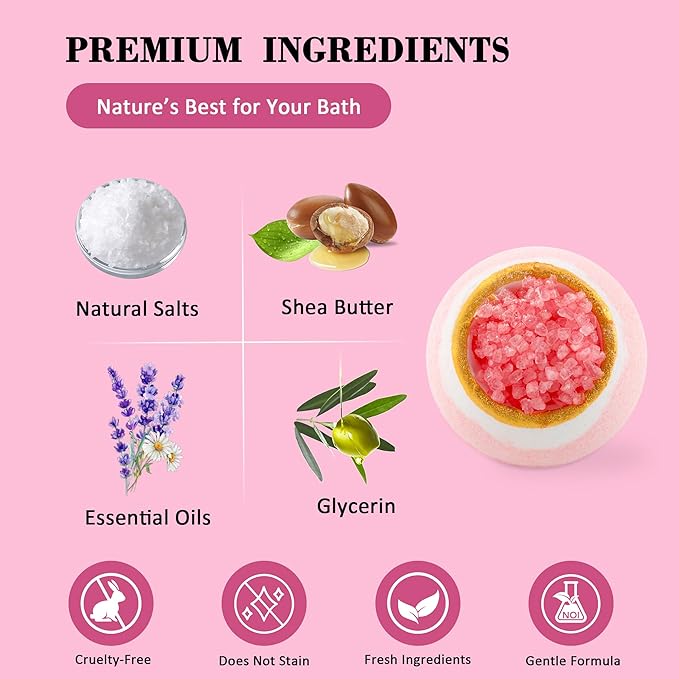 4 Pcs Crystal Sea Salt Bath Bomb Set – Natural Essential Oil Bath Fizzies, Organic Relaxing Bubble Bath, Self-Care Gift Set for Her, Him, Wife, Girlfriend, Perfect Holiday Gift - Bloomnest