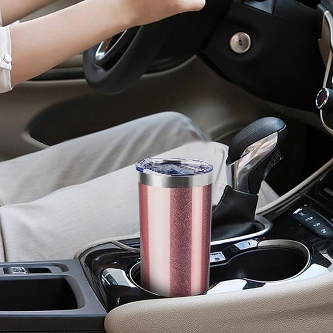 20 oz Skinny Tumbler with Lid and Straw,Stainless Steel Vacuum Insulated Tumbler Cup Double Wall Leak-proof Coffee Mug,Travel Thermal Water Tumbler for Office,Outdoor (Black/White/Rose gold/Silver)