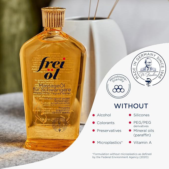 Massage Body Oil for Pregnant Woman – Maternity Skincare Oil, Skin Elasticity Increase by 35% – Prevents Stretch Marks, Safe to use for mom and Baby – Vegan, 200 ml / 6.76 Fl Oz - Bloomnest