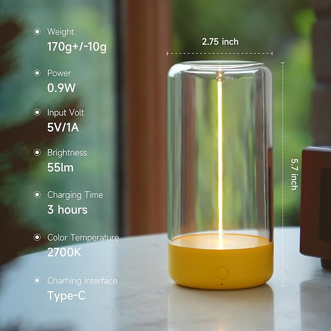 AUGE LIGHT Mini Minimalist Table Lamp Cordless LED Desk Lamp Rechargeable Modern Night Lights Portable Nightstand Lamps Unique Ambient Light Mood Lighting for Bedroom, Beside, Nursery - Bloomnest