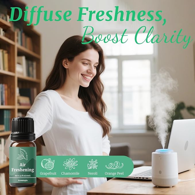 Essential Oil Blends Set, Aromtopia Essential Oils for Diffusers for Home, Well-Being Diffuser Oil Kit- 6x10ml, Relax, Happy, Calm Mind, Sweet Dream and More, for Aromatherapy, Candle Making, Massage - Bloomnest