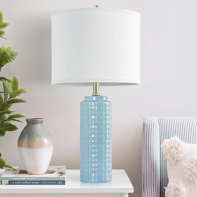 Luvkczc 24.8" Modern Ceramic Bedside Lamps Set of 2, 3 Color Temperature & Bulbs Included - Nightstand Lamps for Bedroom, Living Room, Office, Entryway Decor - Bloomnest