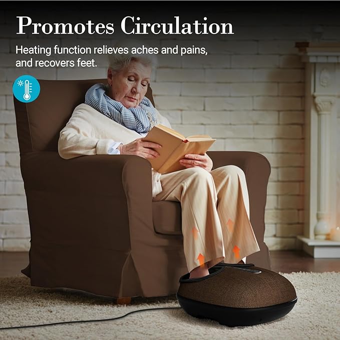 Foot Massager with Heat, FSA Eligible HSA Shiatsu Feet Massager with Remote Control, Multi-Level Compression Knead Foot Massage for Neuropathy & Plantar Fasciitis, Fits Up to 13", Gifts(Brown)