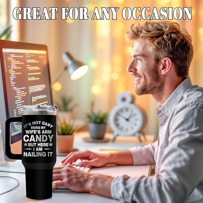 DUUV Gifts for Husband from Wife, Husband Tumbler with Handle 40 Oz, Christmas Thanksgiving Wedding Anniversary Appreciation Birthday Gifts for Husbands Men Him, 1PCS - Bloomnest