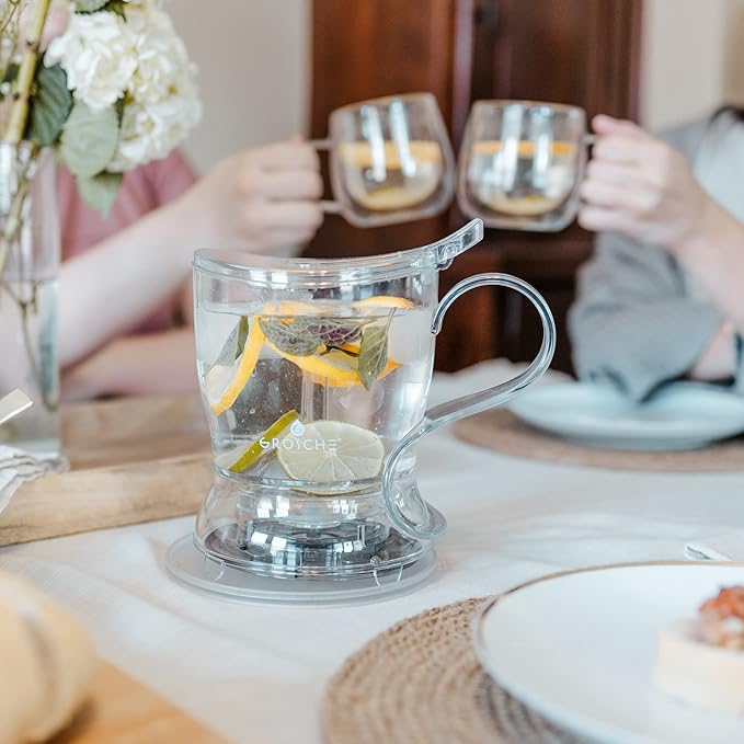 GROSCHE Aberdeen Tea Infuser Teapot & Smart Tea Maker - BPA-Free, Drip-Free Design | Coaster | Easy Brew | Easy Clean Steeper (17.7 oz - 525 ml) - Bloomnest