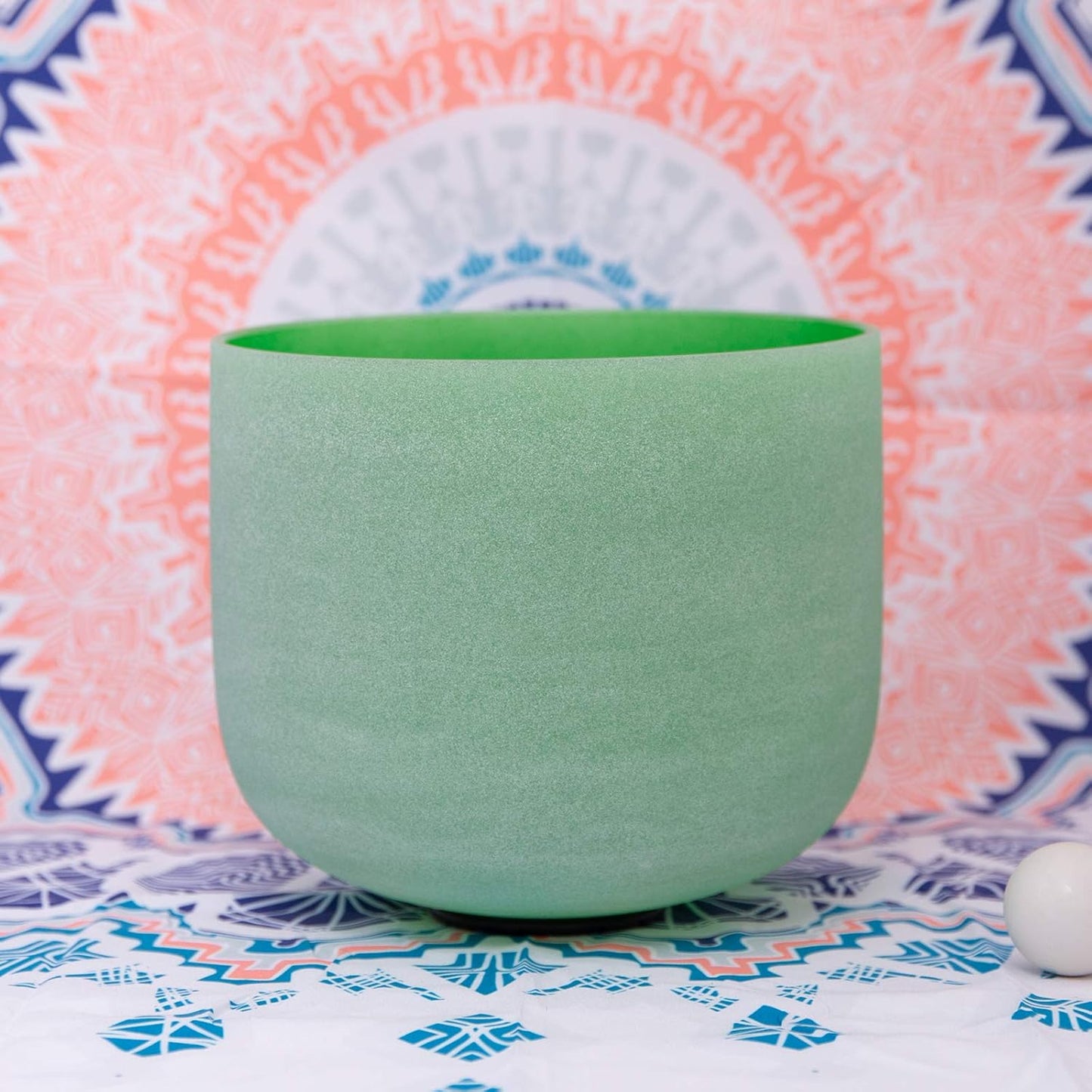 ENERGYSOUND 432Hz Perfect Pitch F Heart Chakra Green Color Frosted Quartz Crystal Singing Bowl 8 inch mallet and o-ring included