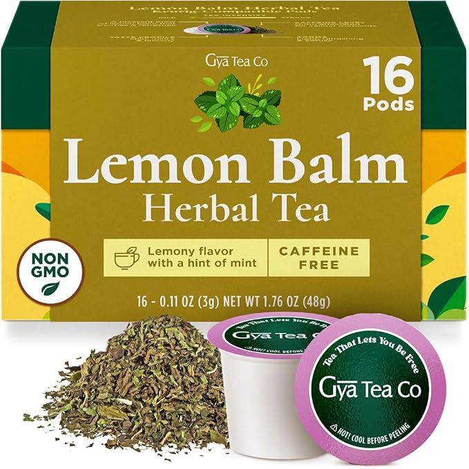 Gya Tea Co Lemon Balm Herbal Tea Pod (16 Count)- Decaf Wellness Tea for Body Comfort & Relaxing - Bloomnest