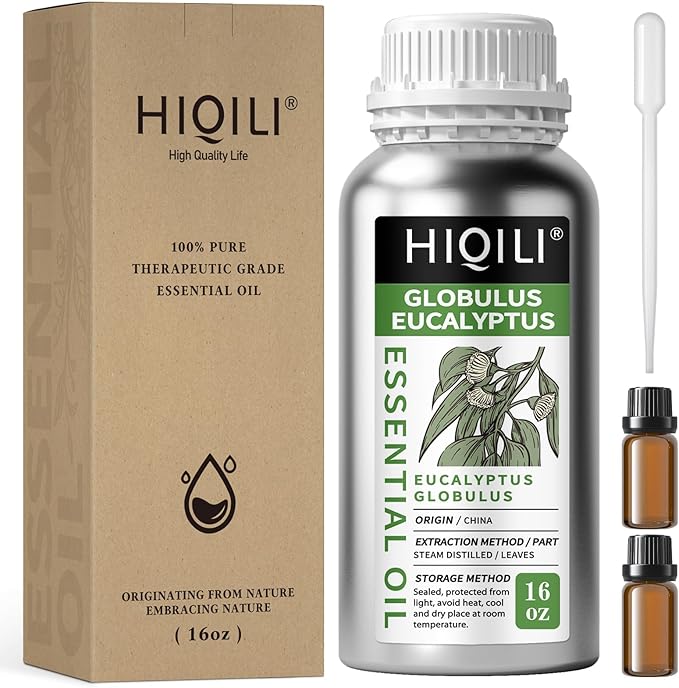 HIQILI Eucalyptus Essential Oil for Spray, Diffuser & Skin, 100% Pure Undiluted - 16 Fl Oz - Bloomnest