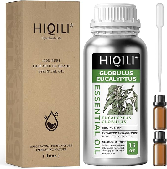HIQILI Eucalyptus Essential Oil for Spray, Diffuser & Skin, 100% Pure Undiluted - 16 Fl Oz - Bloomnest