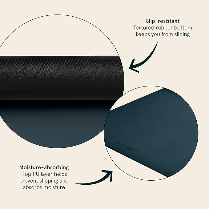 Retrospec Laguna 5mm Yoga Mat - Fitness Mat for Women, Men & Children, Slip-Resistant and Moisture Absorbing Exercise Mat for Home, Pilates, Yoga and Floor Workouts - Bloomnest