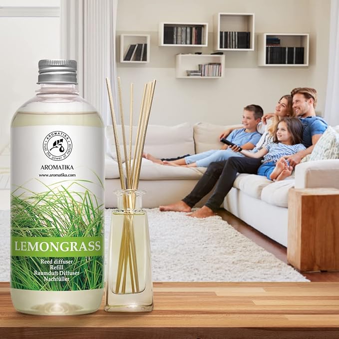 Lemongrass Diffuser Refill 34 Fl Oz (2x17 Fl Oz) - Fresh & Long Lasting Fragrance - Refill with Natural Essential Lemongrass Oil - for Aromatherapy - Spa - Home - Bloomnest