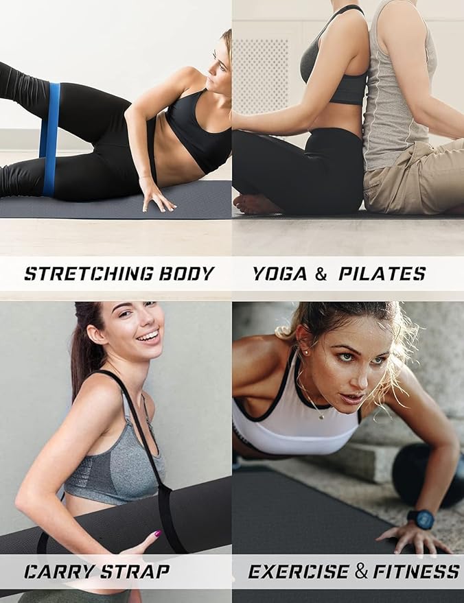 Yoga Mat Double-Sided Non Slip, 72'' x 32'' x 7mm - Extra Wide & Thick Yoga Mat for Women Men Kids, Professional TPE Yoga Mats for Home Workout, Yoga, Pilates and Floor Exercise, with Carrier Strap - Bloomnest