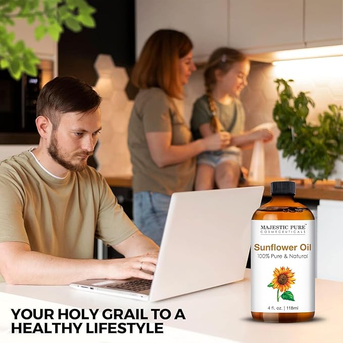 Majestic Pure Sunflower Essential Oil with Glass Dropper - Huge 4 Fl Oz - 100% Pure and Natural Black Pepper Oil - Premium Grade Essential Oils for Diffuser, Aromatherapy, Soap and Candle Making - Bloomnest