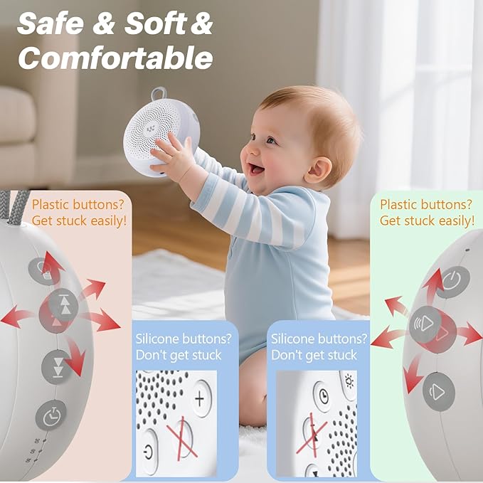 White Noise Machine - Portable Sound Machine for Baby Adult, 20 Non-looping Soothing Sound, Noise Canceling for Sleeping, Sound Therapy for Office Home, Travel, Registry Gift (White)