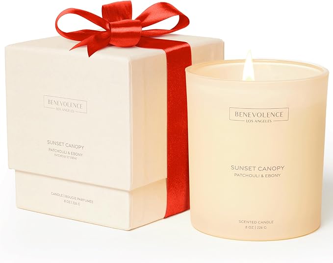 Patchouli & Ebony – Benevolence LA Scented Candle | 8oz, 45-Hour Burn | Natural Soy Wax, Cotton Wick | Warm & Grounding Home Fragrance | Malibu Sands Collection – Gift for Women & Men - Bloomnest