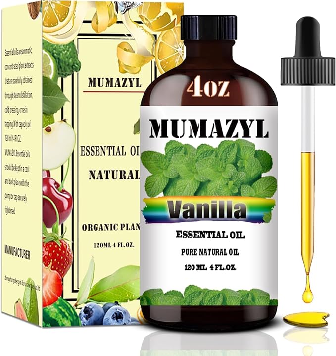 Vanilla Essential Oil, Vanilla Oil 4 Fl Oz 120ML for Diffuser Humidifier Yoga Cleaning DIY Candle Soap Making Essential Oils - Bloomnest