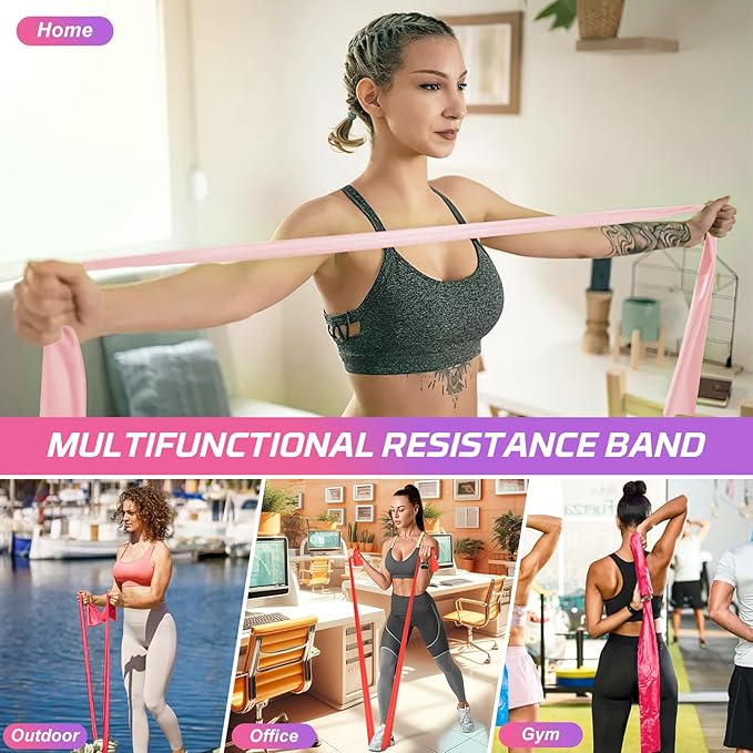 5 Pcs Resistance Bands, Professional Exercise Bands Elastic Stretch Bands for Fitness Yoga Pilates Stretching Strength Training, Workout Bands for Women and Men Home Gym - Bloomnest