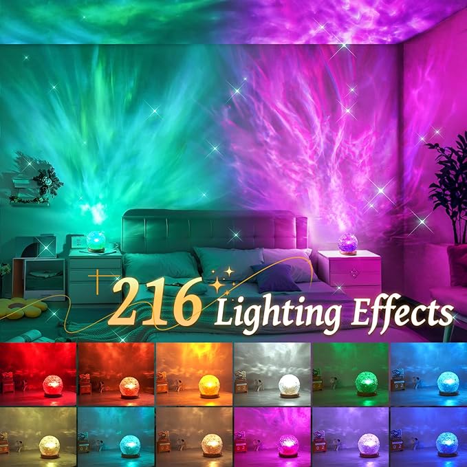 Mubarek Crystal Light Projector, 216 Modes Mood Lighting for Bedroom, Remote & USB Control Room Lights for Bedroom, Ambient Lighting Aesthetic Room Decor for Teen Girls Gifts, Christmas Gifts for Kids - Bloomnest
