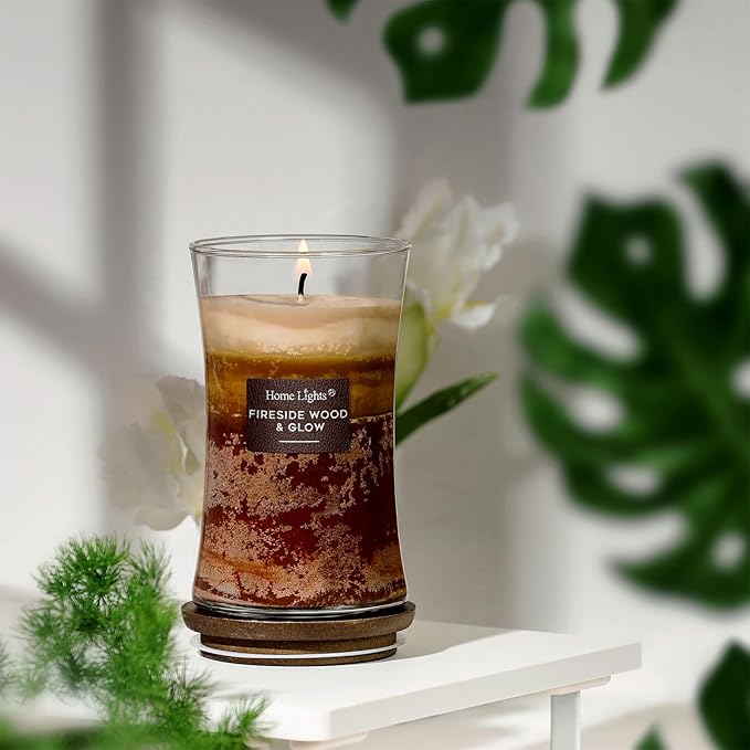 HomeLights 3-Layer Candles for Home Scented, 21.52 OZ Natural Soy Wax Scented Candles Burns Up to 100 Hours, Large Jar, Fireside Wood & Glow - Bloomnest