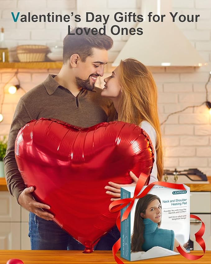 Heating Pad for Neck Shoulders Back, Valentines Day Gifts for Her Him, Weighted Heated Pad Neck Wrap Warmer for Mom Dad, Anniversary | Birthday Gifts for Women Men Wife Husband Girlfriend Boyfriend - Bloomnest