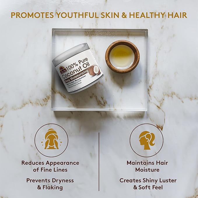 Okay 100% Pure Coconut Oil for Hair & Skin - Coconut Oil for Women & Men, Perfect for Hair & body, Natural Massage Oil & Moisturizer - 6 fl oz Jar (Pack of 1) - Bloomnest